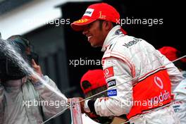 06.07.2008 Silverstone, England,  Winner, 1st, Lewis Hamilton (GBR), McLaren Mercedes, MP4-23 - Formula 1 World Championship, Rd 9, British Grand Prix, Sunday Podium