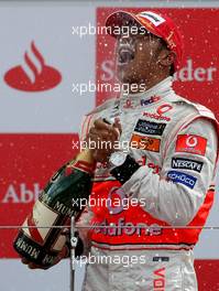 06.07.2008 Silverstone, England,  Winner, 1st, Lewis Hamilton (GBR), McLaren Mercedes - Formula 1 World Championship, Rd 9, British Grand Prix, Sunday Podium