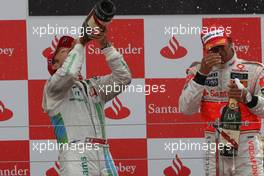 06.07.2008 Silverstone, England,  3rd, Rubens Barrichello (BRA), Honda Racing F1 Team - Formula 1 World Championship, Rd 9, British Grand Prix, Sunday Podium