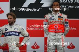 06.07.2008 Silverstone, England,  2nd place Nick Heidfeld (GER), BMW Sauber F1 Team with 1st place Lewis Hamilton (GBR), McLaren Mercedes - Formula 1 World Championship, Rd 9, British Grand Prix, Sunday Podium