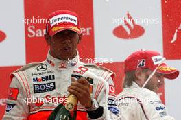 06.07.2008 Silverstone, England,  Lewis Hamilton (GBR), McLaren Mercedes wins - Formula 1 World Championship, Rd 9, British Grand Prix, Sunday Podium