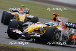 06.07.2008 Silverstone, England,  Fernando Alonso (ESP), Renault F1 Team, R28 and Nelson Piquet Jr (BRA), Renault F1 Team, R28 - Formula 1 World Championship, Rd 9, British Grand Prix, Sunday Race