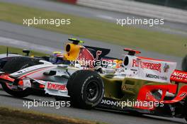 06.07.2008 Silverstone, England,  Mark Webber (AUS), Red Bull Racing and Adrian Sutil (GER), Force India F1 Team, VJM-01 - Formula 1 World Championship, Rd 9, British Grand Prix, Sunday Race