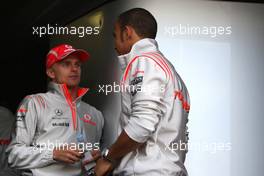 03.07.2008 Silverstone, England,  Lewis Hamilton (GBR), McLaren Mercedes and Heikki Kovalainen (FIN), McLaren Mercedes - Formula 1 World Championship, Rd 9, British Grand Prix, Thursday