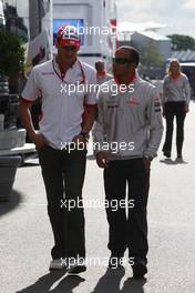 03.07.2008 Silverstone, England,  Lewis Hamilton (GBR), McLaren Mercedes and Adrian Sutil (GER), Force India F1 Team - Formula 1 World Championship, Rd 9, British Grand Prix, Thursday