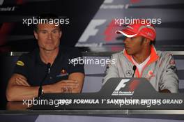 03.07.2008 Silverstone, England,  David Coulthard (GBR), Red Bull Racing and Lewis Hamilton (GBR), McLaren Mercedes - Formula 1 World Championship, Rd 9, British Grand Prix, Thursday Press Conference
