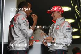 03.07.2008 Silverstone, England,  Lewis Hamilton (GBR), McLaren Mercedes and Heikki Kovalainen (FIN), McLaren Mercedes - Formula 1 World Championship, Rd 9, British Grand Prix, Thursday