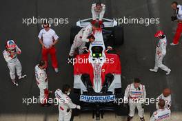 03.07.2008 Silverstone, England,  Timo Glock (GER), Toyota F1 Team, TF108 and Jarno Trulli (ITA), Toyota Racing - Formula 1 World Championship, Rd 9, British Grand Prix, Thursday