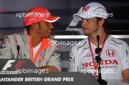 03.07.2008 Silverstone, England,  Lewis Hamilton (GBR), McLaren Mercedes and Jenson Button (GBR), Honda Racing F1 Team - Formula 1 World Championship, Rd 9, British Grand Prix, Thursday Press Conference