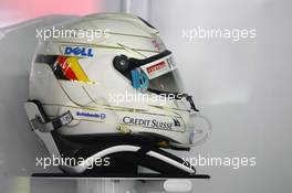 18.07.2008 Hockenheim, Germany,  Nick Heidfeld (GER), BMW Sauber F1 Team, helmet - Formula 1 World Championship, Rd 10, German Grand Prix, Friday Practice