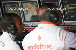 18.07.2008 Hockenheim, Germany,  Lewis Hamilton (GBR), McLaren Mercedes and Ron Dennis (GBR), McLaren, Team Principal, Chairman - Formula 1 World Championship, Rd 10, German Grand Prix, Friday Practice