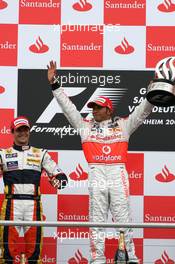 20.07.2008 Hockenheim, Germany,  Nelson Piquet Jr (BRA), Renault F1 Team, Lewis Hamilton (GBR), McLaren Mercedes  - Formula 1 World Championship, Rd 10, German Grand Prix, Sunday Podium