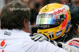 20.07.2008 Hockenheim, Germany,  Norbert Haug (GER), Mercedes, Motorsport chief, Lewis Hamilton (GBR), McLaren Mercedes  - Formula 1 World Championship, Rd 10, German Grand Prix, Sunday Podium