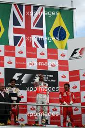 20.07.2008 Hockenheim, Germany,  Nelson Piquet Jr (BRA), Renault F1 Team, Lewis Hamilton (GBR), McLaren Mercedes, Felipe Massa (BRA), Scuderia Ferrari - Formula 1 World Championship, Rd 10, German Grand Prix, Sunday Podium