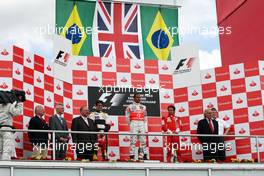 20.07.2008 Hockenheim, Germany,  Nelson Piquet Jr (BRA), Renault F1 Team, Lewis Hamilton (GBR), McLaren Mercedes, Felipe Massa (BRA), Scuderia Ferrari - Formula 1 World Championship, Rd 10, German Grand Prix, Sunday Podium