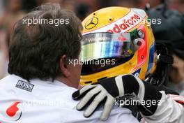 20.07.2008 Hockenheim, Germany,  Norbert Haug (GER), Mercedes, Motorsport chief, Lewis Hamilton (GBR), McLaren Mercedes  - Formula 1 World Championship, Rd 10, German Grand Prix, Sunday Podium