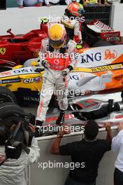 20.07.2008 Hockenheim, Germany,  Nick Hamilton (brother of Lewis Hamilton) and Lewis Hamilton (GBR), McLaren Mercedes - Formula 1 World Championship, Rd 10, German Grand Prix, Sunday Podium