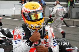 19.07.2008 Hockenheim, Germany,  Lewis Hamilton (GBR), McLaren Mercedes gets pole position - Formula 1 World Championship, Rd 10, German Grand Prix, Saturday Qualifying