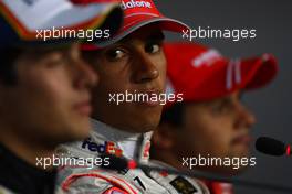 20.07.2008 Hockenheim, Germany,  Nelson Piquet Jr (BRA), Renault F1 Team, Lewis Hamilton (GBR), McLaren Mercedes and Felipe Massa (BRA), Scuderia Ferrari - Formula 1 World Championship, Rd 10, German Grand Prix, Sunday Press Conference