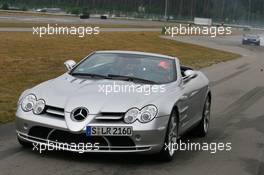 17.07.2008 Hockenheim, Germany,  Heikki Kovalainen (FIN), McLaren Mercedes and Lewis Hamilton (GBR), McLaren Mercedes driving McLaren Mercedes SLR's - Formula 1 World Championship, Rd 10, German Grand Prix, Thursday