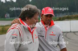 17.07.2008 Hockenheim, Germany,  Norbert Haug (GER), Mercedes, Motorsport chief and Lewis Hamilton (GBR), McLaren Mercedes - Formula 1 World Championship, Rd 10, German Grand Prix, Thursday