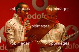 17.07.2008 Hockenheim, Germany,  Lewis Hamilton (GBR), McLaren Mercedes and Heikki Kovalainen (FIN), McLaren Mercedes, Vodafone, Music Quiz - Formula 1 World Championship, Rd 10, German Grand Prix, Thursday