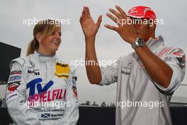 17.07.2008 Hockenheim, Germany,  Susie Stoddart (GBR), Persson Motorsport AMG Mercedes and Lewis Hamilton (GBR), McLaren Mercedes - Formula 1 World Championship, Rd 10, German Grand Prix, Thursday