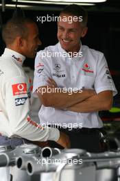 01.08.2008 Budapest, Hungary,  Martin Whitmarsh (GBR), McLaren, Chief Executive Officer and Lewis Hamilton (GBR), McLaren Mercedes - Formula 1 World Championship, Rd 11, Hungarian Grand Prix, Friday Practice