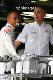 01.08.2008 Budapest, Hungary,  Martin Whitmarsh (GBR), McLaren, Chief Executive Officer and Lewis Hamilton (GBR), McLaren Mercedes - Formula 1 World Championship, Rd 11, Hungarian Grand Prix, Friday Practice