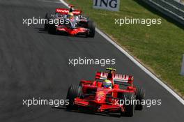 03.08.2008 Budapest, Hungary,  Felipe Massa (BRA), Scuderia Ferrari, F2008 and Lewis Hamilton (GBR), McLaren Mercedes, MP4-23 - Formula 1 World Championship, Rd 11, Hungarian Grand Prix, Sunday Race