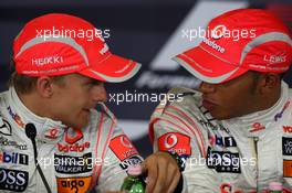 02.08.2008 Budapest, Hungary,  Heikki Kovalainen (FIN), McLaren Mercedes, Lewis Hamilton (GBR), McLaren Mercedes - Formula 1 World Championship, Rd 11, Hungarian Grand Prix, Saturday Press Conference