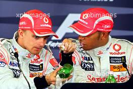 02.08.2008 Budapest, Hungary,  Heikki Kovalainen (FIN), McLaren Mercedes and Lewis Hamilton (GBR), McLaren Mercedes - Formula 1 World Championship, Rd 11, Hungarian Grand Prix, Saturday Press Conference