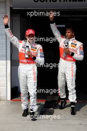 02.08.2008 Budapest, Hungary,  2nd, Heikki Kovalainen (FIN), McLaren Mercedes and 1st Lewis Hamilton (GBR), McLaren Mercedes - Formula 1 World Championship, Rd 11, Hungarian Grand Prix, Saturday Qualifying