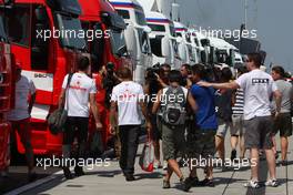 31.07.2008 Budapest, Hungary,  Lewis Hamilton (GBR), McLaren Mercedes, arrives - Formula 1 World Championship, Rd 11, Hungarian Grand Prix, Thursday