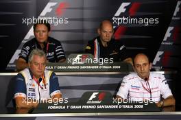 12.09.2008 MOnza, Italy,  top right to bottom left, Sam Michael (AUS), WilliamsF1 Team, Technical director, Adrian Newey (GBR), Red Bull Racing (ex. McLaren), Technical Operations Director, Pat Symonds (GBR), Renault F1 Team, Executive Director of Engineering and Luca Marmorini (ITA), Toyota Racing, Senior General Manager Engine - Formula 1 World Championship, Rd 14, Italian Grand Prix, Friday Press Conference