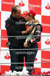 14.09.2008 Monza, Italy,  Gerhard Berger (AUT), Scuderia Toro Rosso, 50% Team Co Owner, Sebastian Vettel (GER), Scuderia Toro Rosso  - Formula 1 World Championship, Rd 14, Italian Grand Prix, Sunday Podium