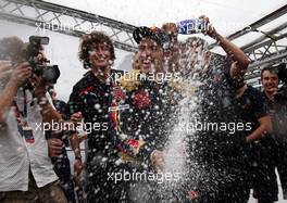 14.09.2008 Monza, Italy,  Sebastian Vettel (GER), Scuderia Toro Rosso, celebrations  - Formula 1 World Championship, Rd 14, Italian Grand Prix, Sunday Podium