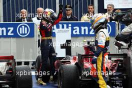 14.09.2008 Monza, Italy,  Sebastian Vettel (GER), Scuderia Toro Rosso and Fernando Alonso (ESP), Renault F1 Team - Formula 1 World Championship, Rd 14, Italian Grand Prix, Sunday Podium