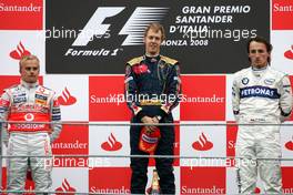 14.09.2008 Monza, Italy,  Heikki Kovalainen (FIN), McLaren Mercedes, Sebastian Vettel (GER), Scuderia Toro Rosso, Robert Kubica (POL), BMW Sauber F1 Team  - Formula 1 World Championship, Rd 14, Italian Grand Prix, Sunday Podium