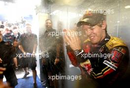 13.09.2008 Monza, Italy,  1st, Pole Position, Sebastian Vettel (GER), Scuderia Toro Rosso, STR03, Team celebration - Formula 1 World Championship, Rd 14, Italian Grand Prix, Saturday Qualifying