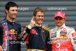 13.09.2008 Monza, Italy,  Mark Webber (AUS), Red Bull Racing, Sebastian Vettel (GER), Scuderia Toro Rosso, Heikki Kovalainen (FIN), McLaren Mercedes  - Formula 1 World Championship, Rd 14, Italian Grand Prix, Saturday Qualifying
