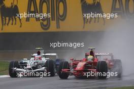 13.09.2008 Monza, Italy,  Rubens Barrichello (BRA), Honda Racing F1 Team, RA108 and Felipe Massa (BRA), Scuderia Ferrari, F2008 - Formula 1 World Championship, Rd 14, Italian Grand Prix, Saturday Qualifying