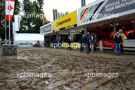 14.09.2008 Monza, Italy,  Fan merchandise area deluged with water and mud - Formula 1 World Championship, Rd 14, Italian Grand Prix, Sunday