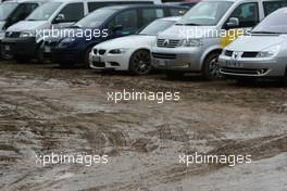 14.09.2008 Monza, Italy,  Media and Team car parks deluged with water and mud - Formula 1 World Championship, Rd 14, Italian Grand Prix, Sunday