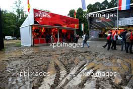 14.09.2008 Monza, Italy,  Fan merchandise area deluged with water and mud - Formula 1 World Championship, Rd 14, Italian Grand Prix, Sunday