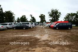 14.09.2008 Monza, Italy,  Media and Team car parks deluged with water and mud - Formula 1 World Championship, Rd 14, Italian Grand Prix, Sunday