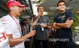 11.09.2008 MOnza, Italy,  Heikki Kovalainen (FIN), McLaren Mercedes, David Coulthard (GBR), Red Bull Racing and  Mark Webber (AUS), Red Bull Racing  - Formula 1 World Championship, Rd 14, Italian Grand Prix, Thursday