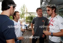 11.09.2008 MOnza, Italy,  Mark Webber (AUS), Red Bull Racing, Jarno Trulli (ITA), Toyota Racing, David Coulthard (GBR), Red Bull Racing and Jenson Button (GBR), Honda Racing F1 Team - Formula 1 World Championship, Rd 14, Italian Grand Prix, Thursday