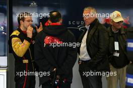16.01.2008 Jerez, Spain,  Dietrich Mateschitz (AUT), Owner of Red Bull, Sebastian Bourdais (FRA), Scuderia Toro Rosso, Franz Tost (AUT), Scuderia Toro Rosso, Team Principal - Formula 1 Testing, Jerez