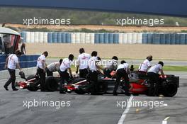 14.02.2008 Jerez, Spain,  Heikki Kovalainen (FIN), McLaren Mercedes, Lewis Hamilton (GBR), McLaren Mercedes - Formula 1 Testing, Jerez